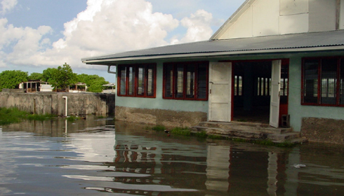 浸水したツバルの首