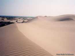 中国北部の内モンゴル自治区で拡大を続ける砂漠（ホルチン砂漠）